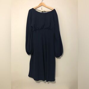 Trina Turk Navy Long Sleeve Midi Dress Women’s 12 Formal Evening Cocktail